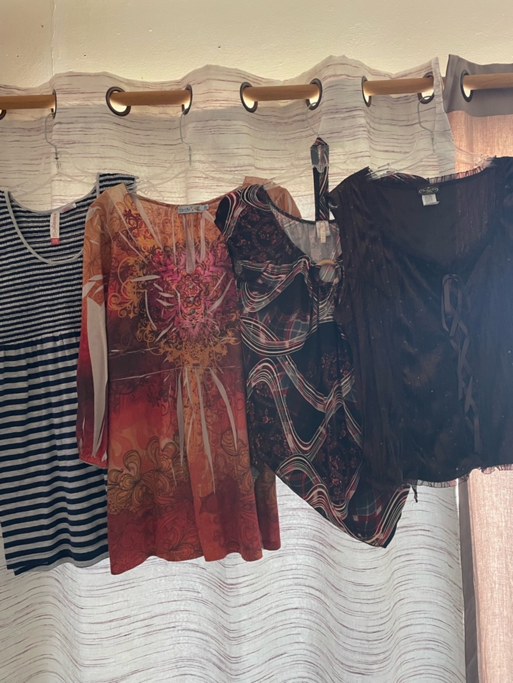 No Boundaries, Women's Top Bundle - Navy Blue, Black, Orange, Multicolor. Sz. XL